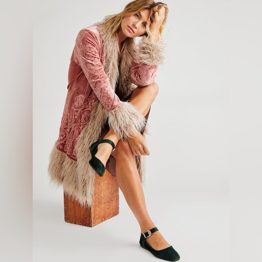 Free People Understated Leather Moon Glow Coat in Dusty Mauve